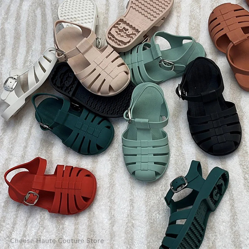 Baby Girls Summer Sandals 2-7y Toddler Soft Non-slip Princess Solid Kids Candy Jelly Children Shoes Casual Roman Sandals