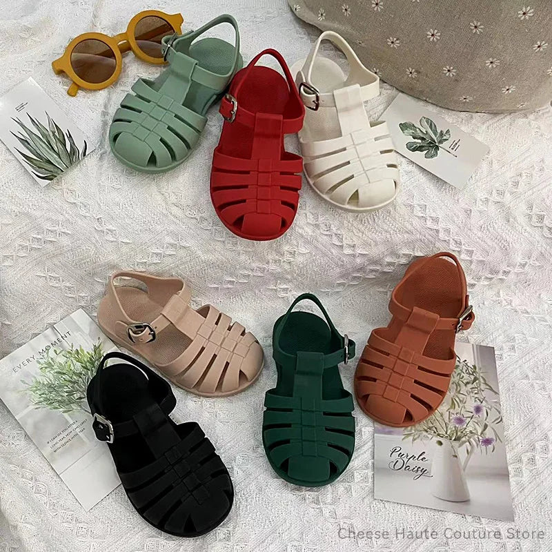 Baby Girls Summer Sandals 2-7y Toddler Soft Non-slip Princess Solid Kids Candy Jelly Children Shoes Casual Roman Sandals